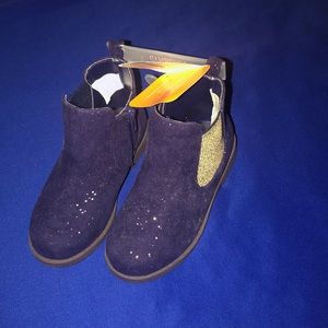 Navy and gold booties